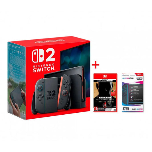 Nintendo Switch 2 + Mario Kart Monde + Hitman + protection d'écran Oniverse